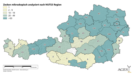 Zecken mikroskopisch analysiert nach NUTS3 Region (Enlarges Image in Dialog Window)