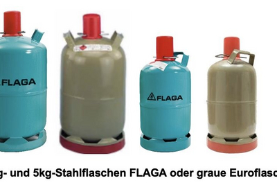 11kg- und 5kg-Stahlflaschen FLAGA oder graue Euroflaschen 11kg- und 5kg-Stahlflaschen FLAGA oder graue Euroflaschen