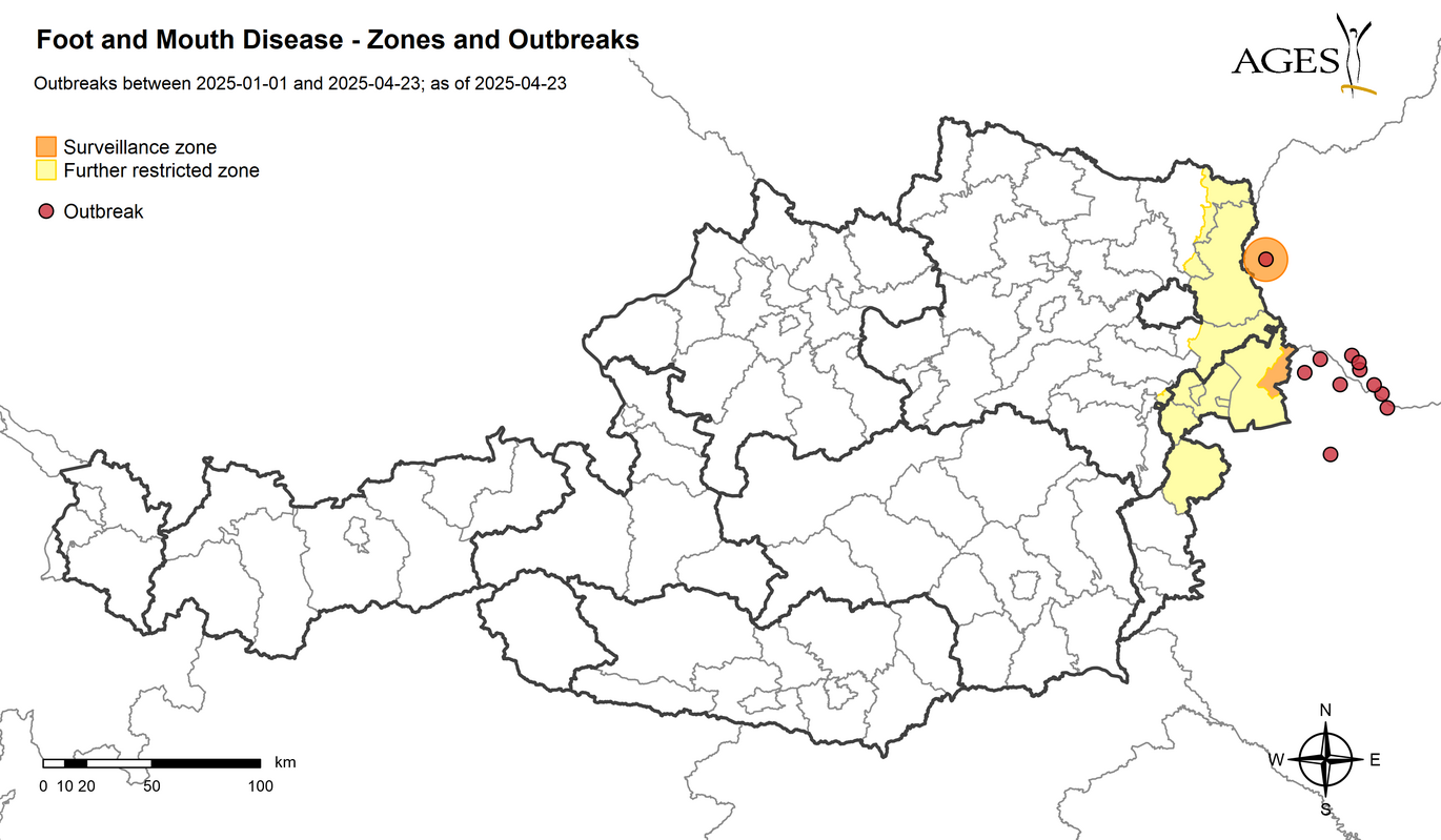 Foot and Mouth Disease Zones (Enlarges Image in Dialog Window)